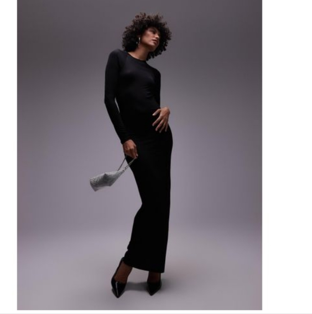 Mango open back detail maxi dress in black - Size 8 Or 10 - Picture 2 of 6